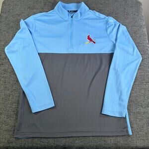 Mens Medium St Louis Cardinal 1/4 Zip Pullover Light Blue/Gray Levelwear